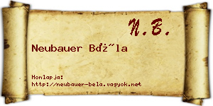 Neubauer Béla névjegykártya